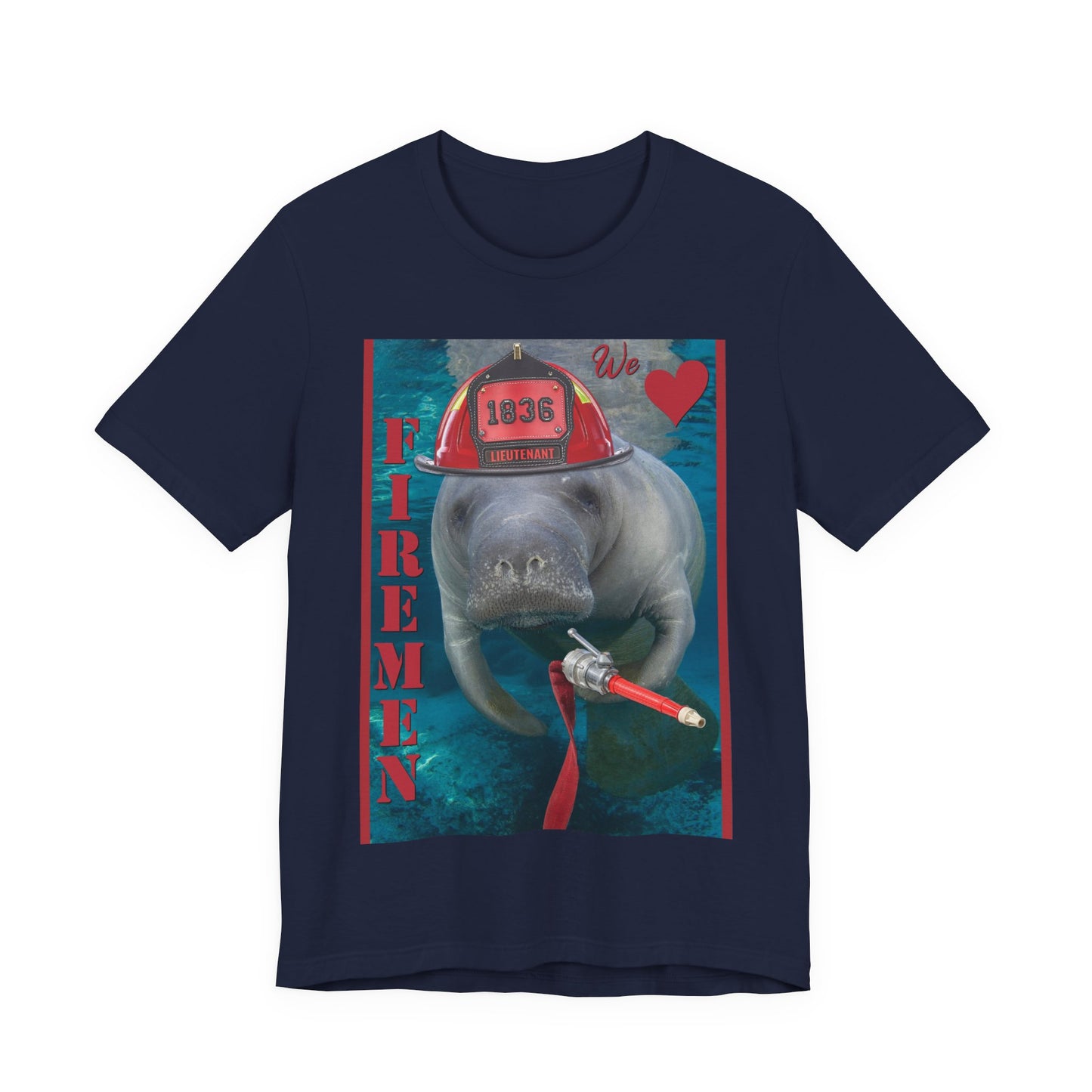 Fireman Manatee Tee, navy t-shirt