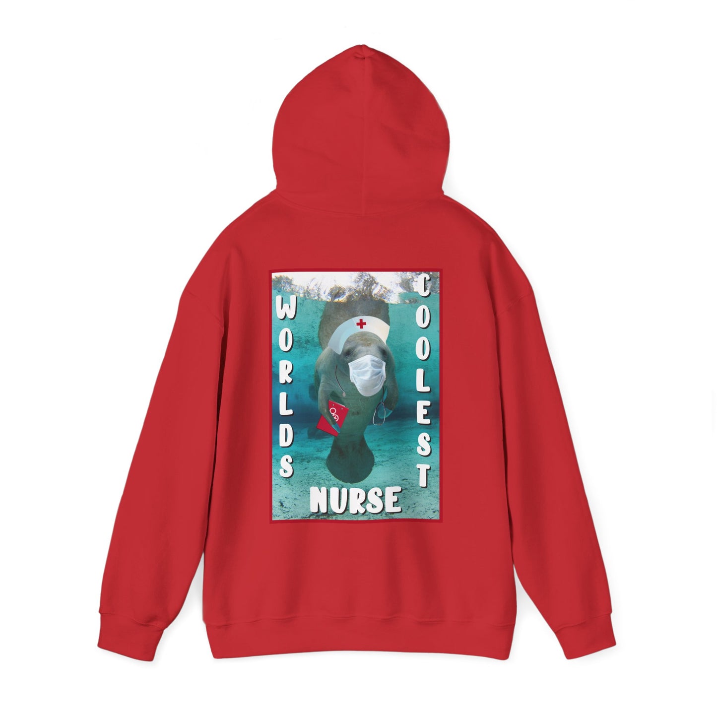 World's Coolest Nurse Manatee Hoodie, rd hoodie back