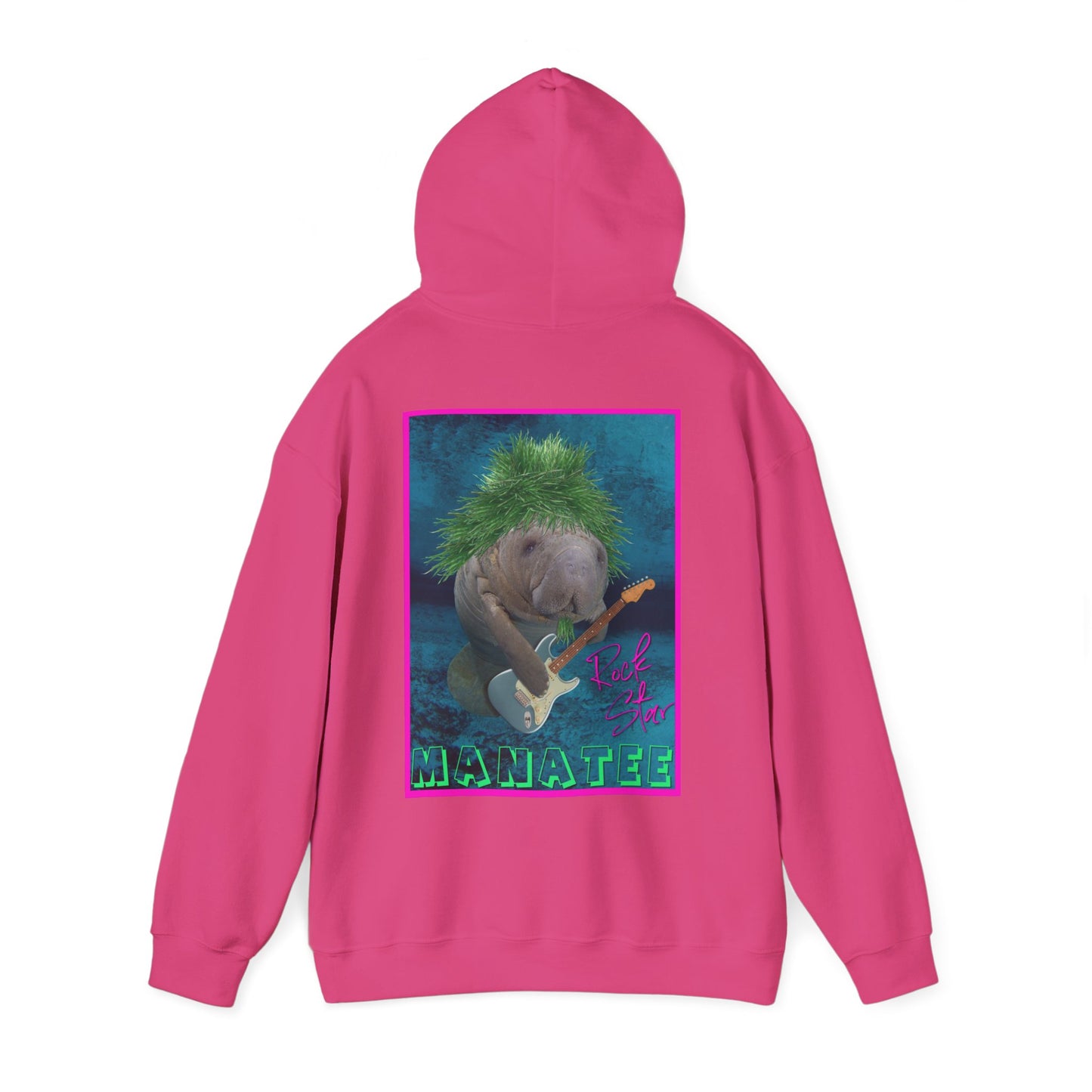 Rock Star Manatee Hoodie, pink hoodie back