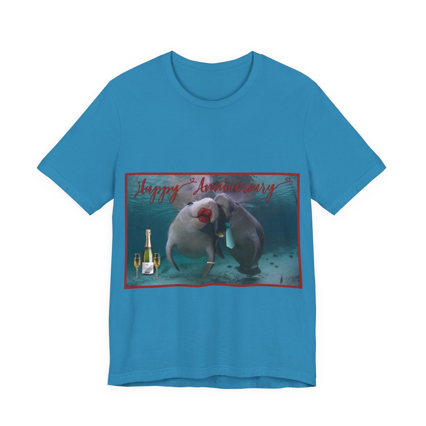 Happy Anniversary Manatee Tee, blue t-shirt