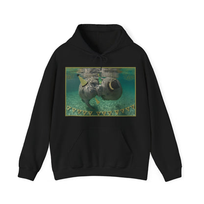 Happy New Years Manatee Hoodie, black hoodie front