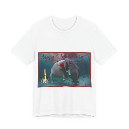 Happy Anniversary Manatee Tee, white t-shirt
