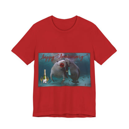 Happy Anniversary Manatee Tee, red t-shirt