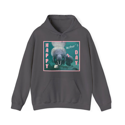 Happy Mother's Day Manatee Hoodie, dark grey hoodie front