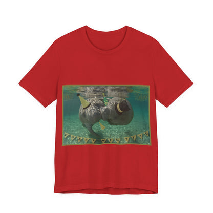 Happy New Years Manatee Tee, red t-shirt