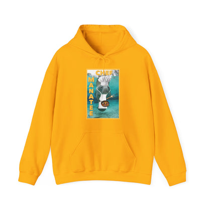 Chef Manatee Hoodie, yellow hoodie front