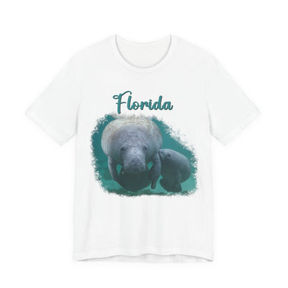 Manatee and Calf feeding Tee, white t-shirt 