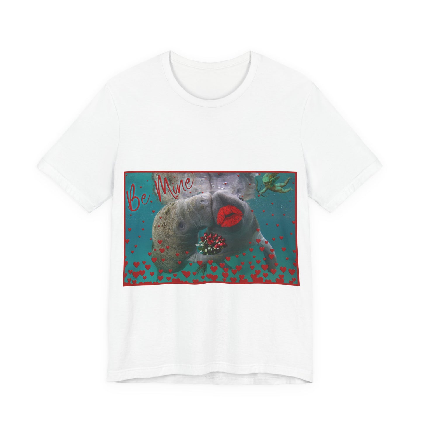 Happy Valentines Day Manatee Tee, white t-shirt