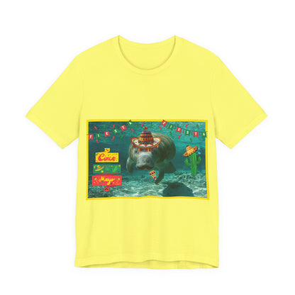 Happy Cinco de Mayo Manatee Tee, yellow t-shirt