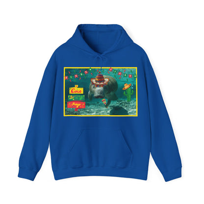 Happy Cinco de Mayo Manatee Hoodie, blue hoodie front