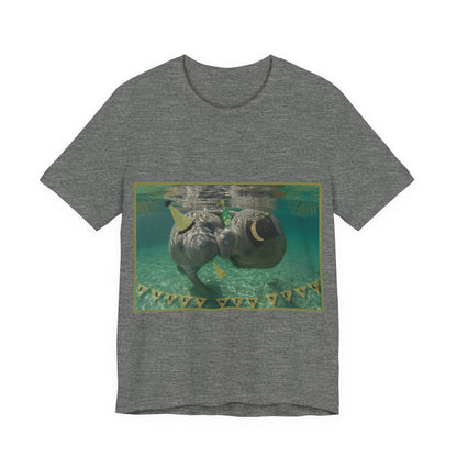 Happy New Years Manatee Tee, grey t-shirt