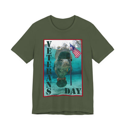 Veteran's Day Manatee Tee, army green t-shirt
