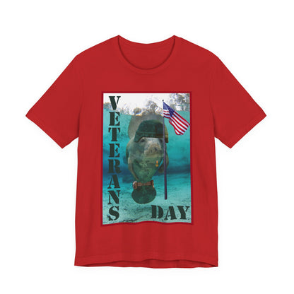 Veteran's Day Manatee Tee, red t-shirt