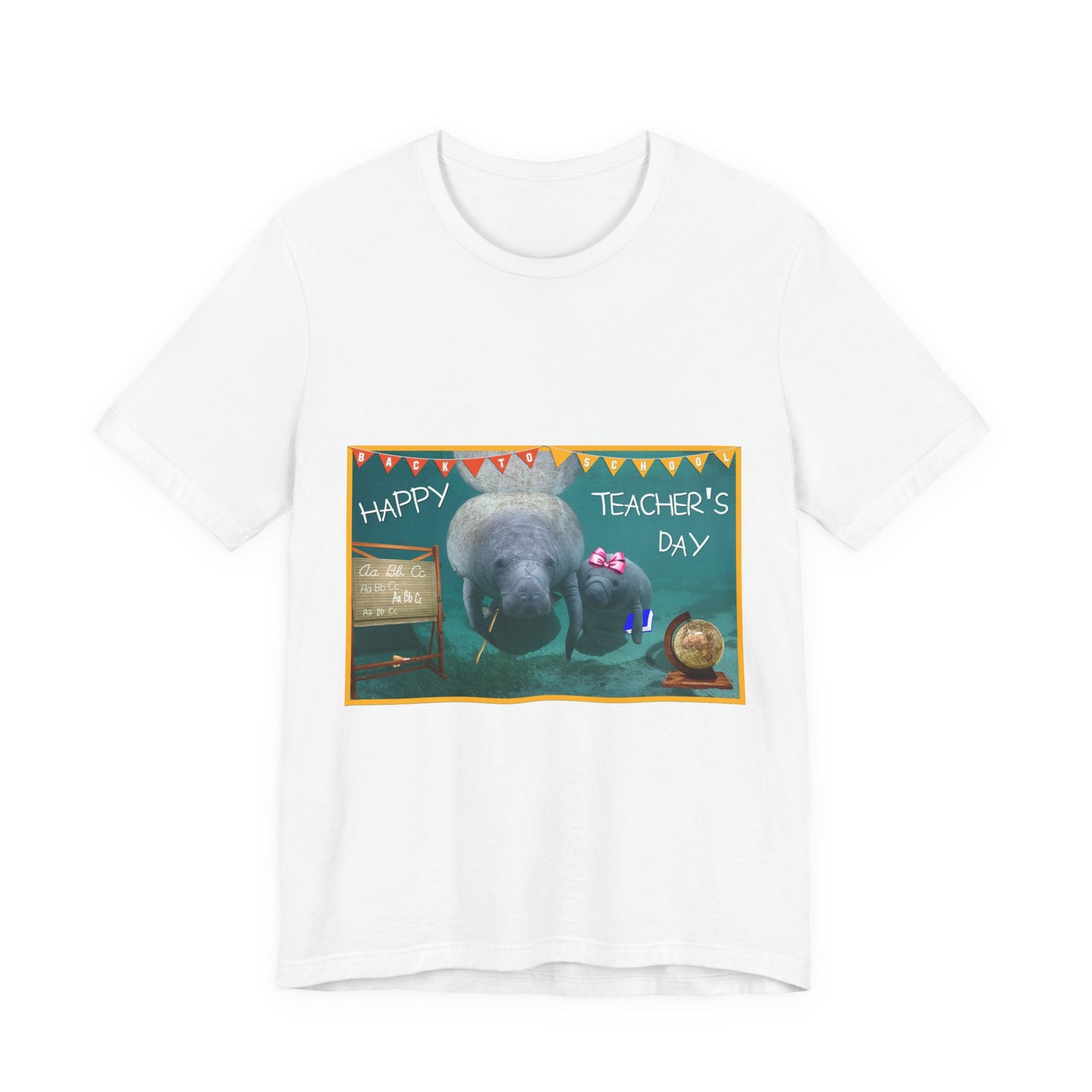 Happy Teacher's Day Manatee Tee, white t-shirt front