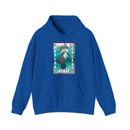 World's Coolest Nurse Manatee Hoodie, blue hoodie front