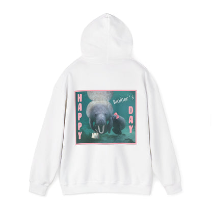 Happy Mother's Day Manatee Hoodie, white hoodie back
