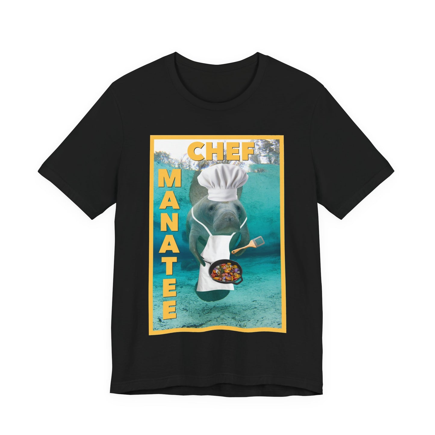 Chef Manatee Tee, black t-shirt