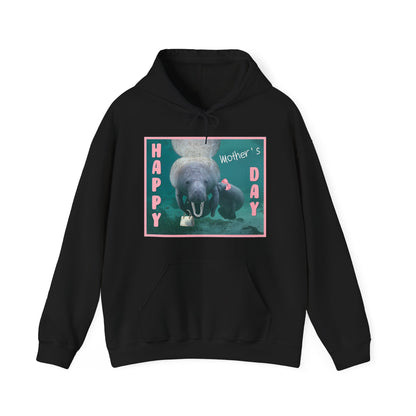 Happy Mother's Day Manatee Hoodie, black hoodie front