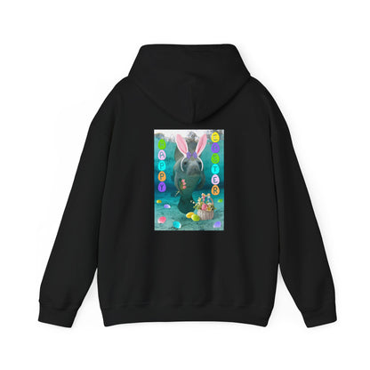 Happy Easter Manatee Hoodie, black hoodie back