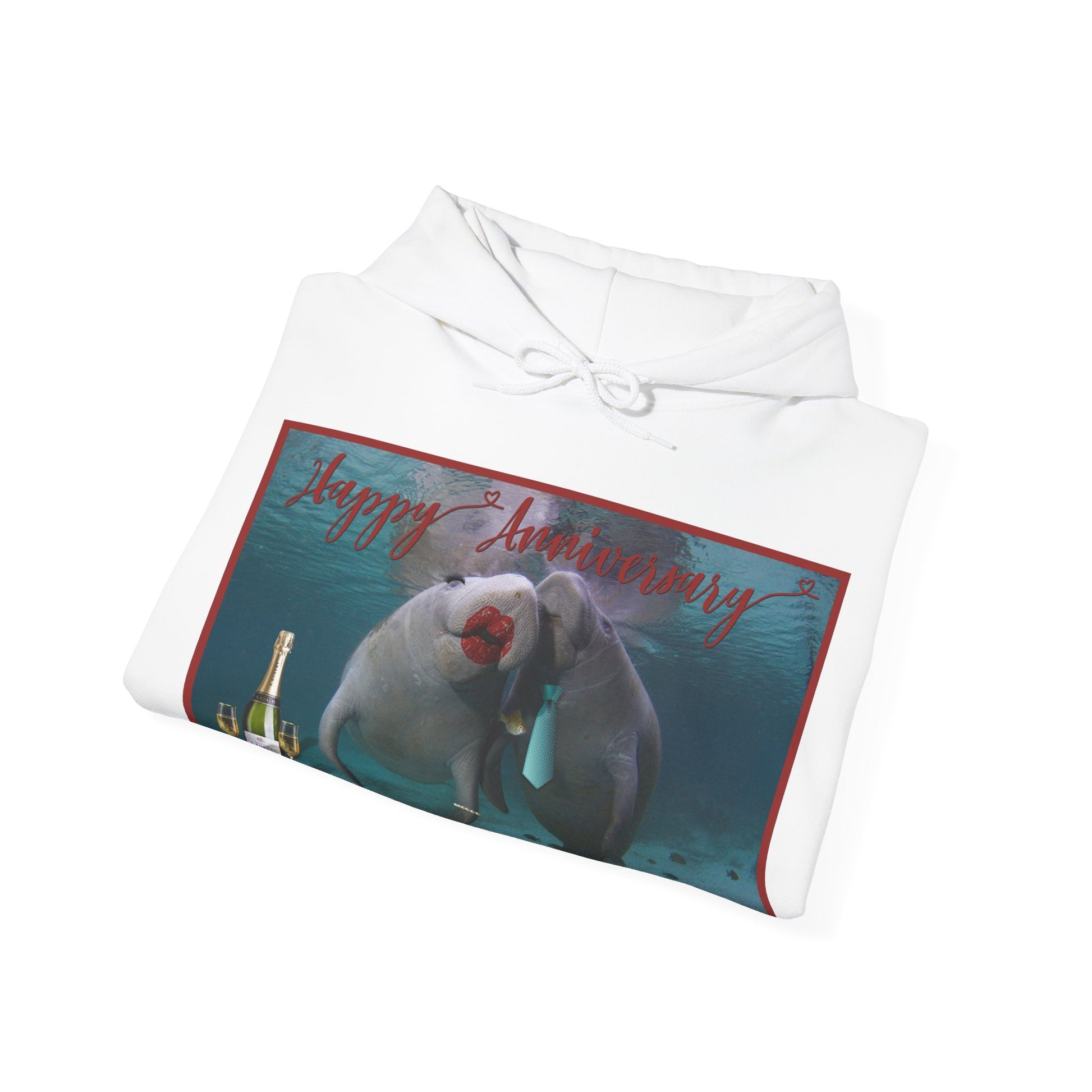 Happy Anniversary Manatee Hoodie - Manatee Marketplace 