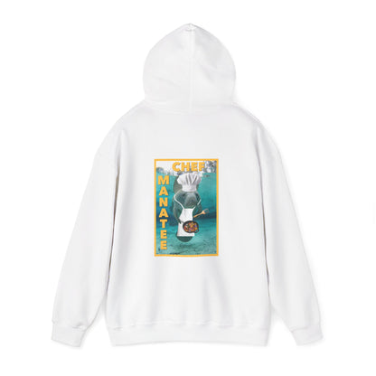 Chef Manatee Hoodie, white hoodie back