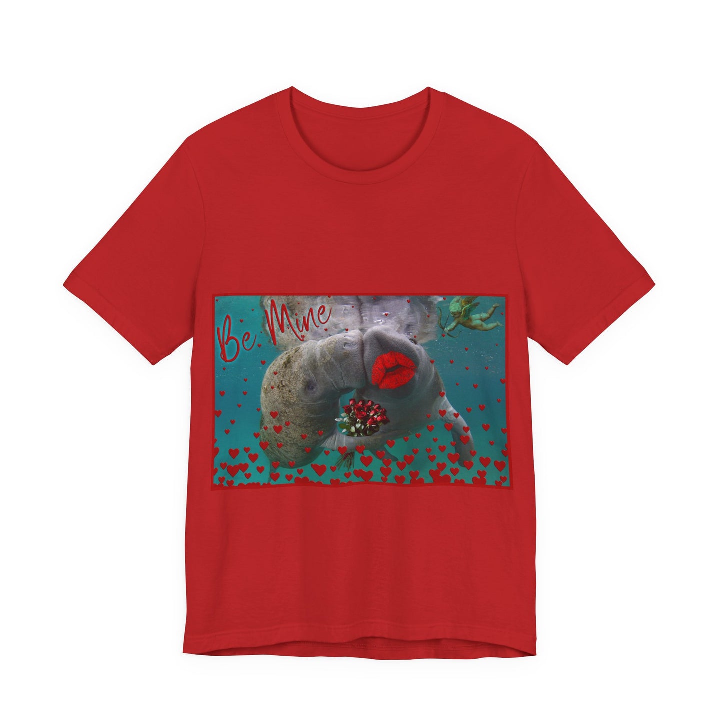 Happy Valentines Day Manatee Tee, red t-shirt