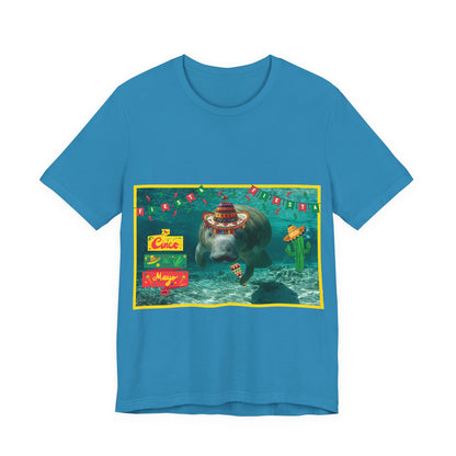 Happy Cinco de Mayo Manatee Tee, blue t-shirt