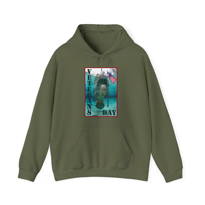 Veterans Day Manatee Hoodie, army green hoodie front