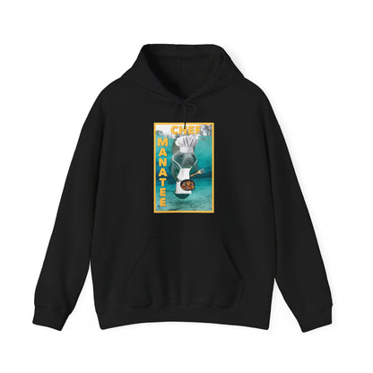 Chef Manatee Hoodie, black hoodie front
