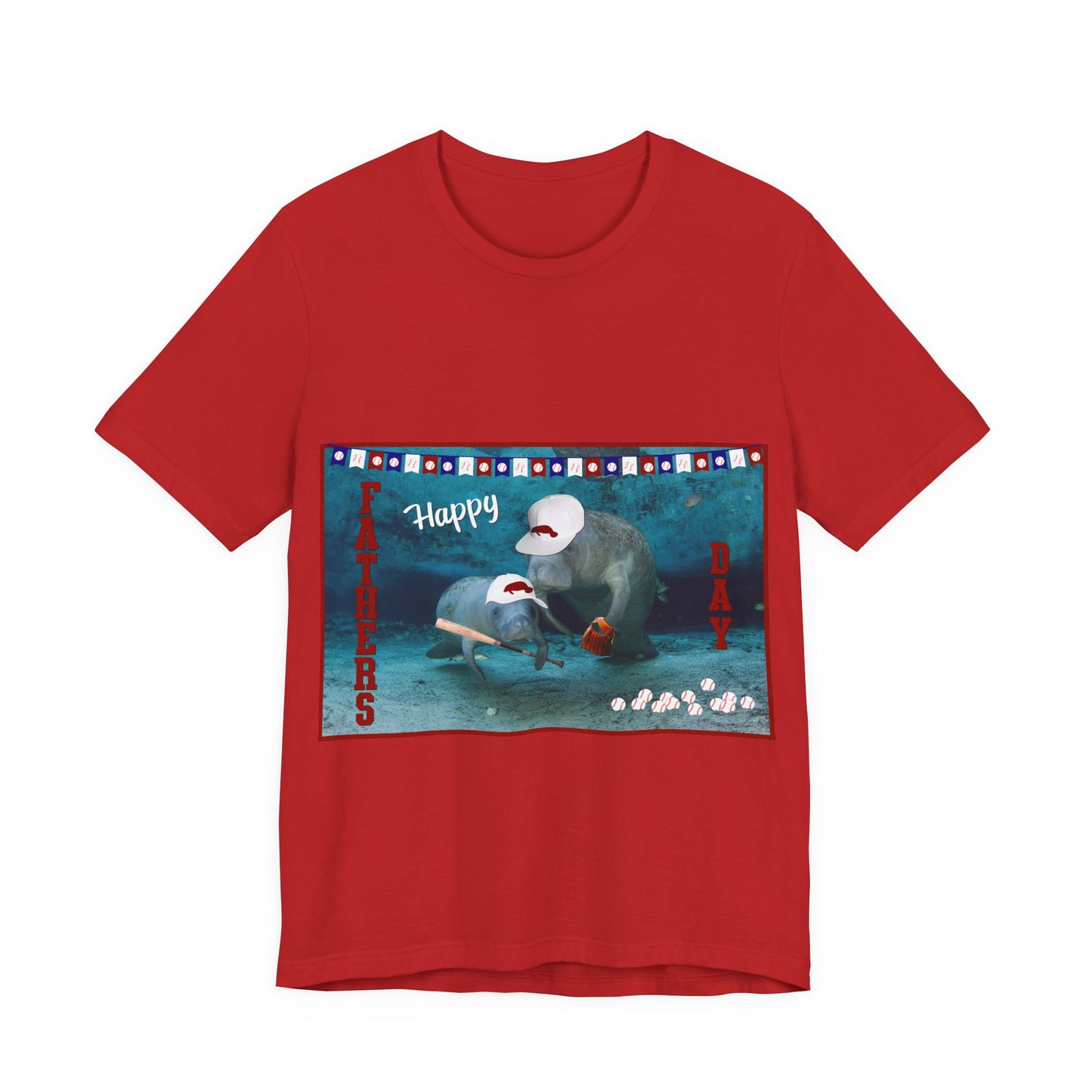 Happy Father's Day Manatee Tee, red t-shirt