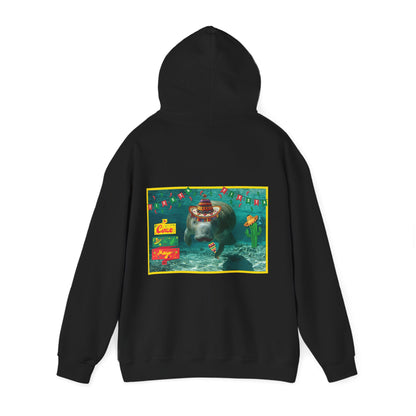 Happy Cinco de Mayo Manatee Hoodie, black hoodie back