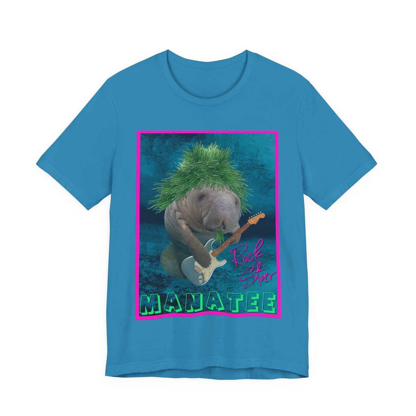 Rock Star Manatee Tee, blue t-shirt