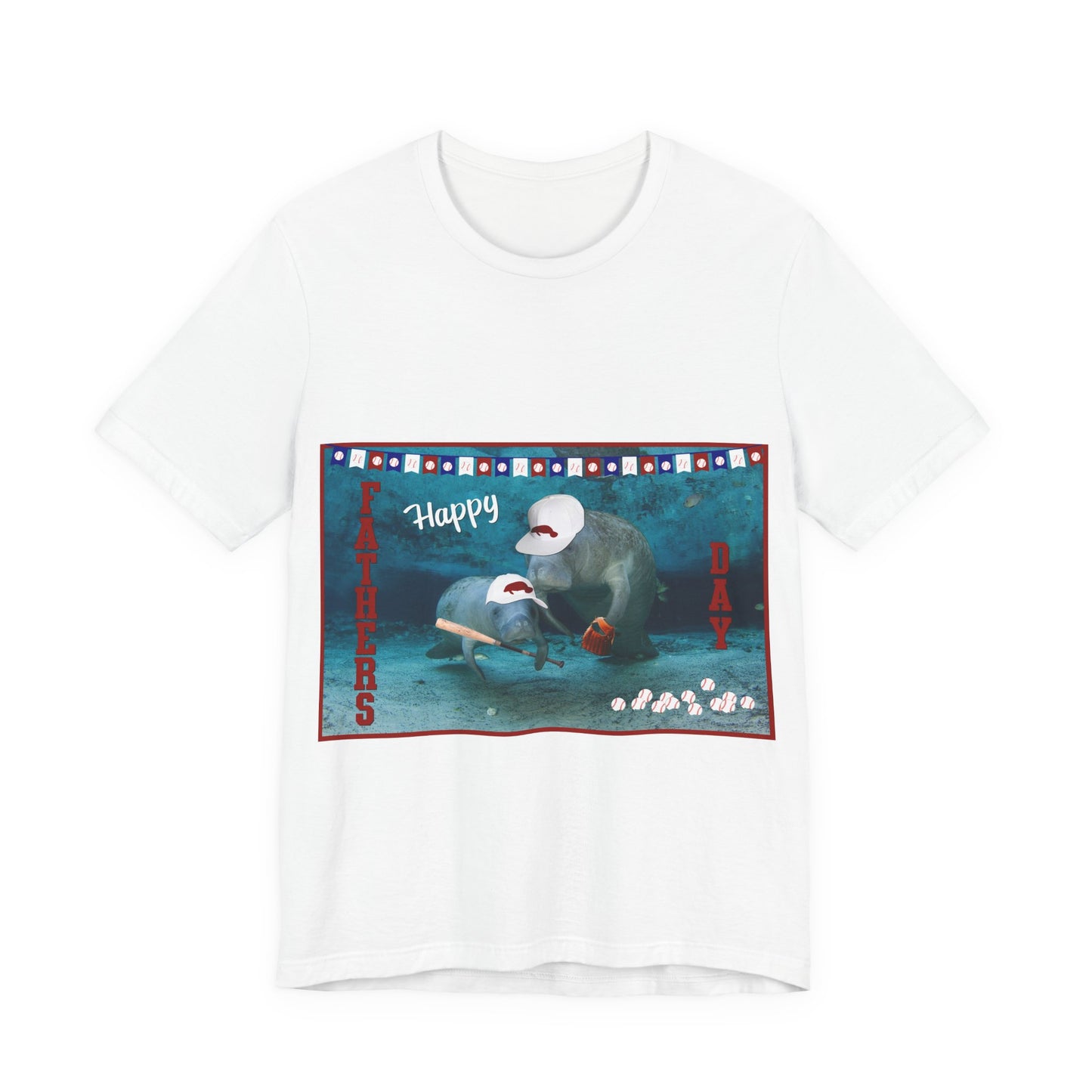 Happy Father's Day Manatee Tee, white t-shirt