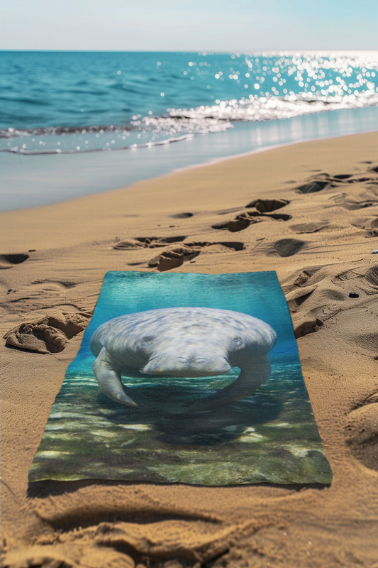 Wonderful Manatee Beach Towel, beach towel on sand