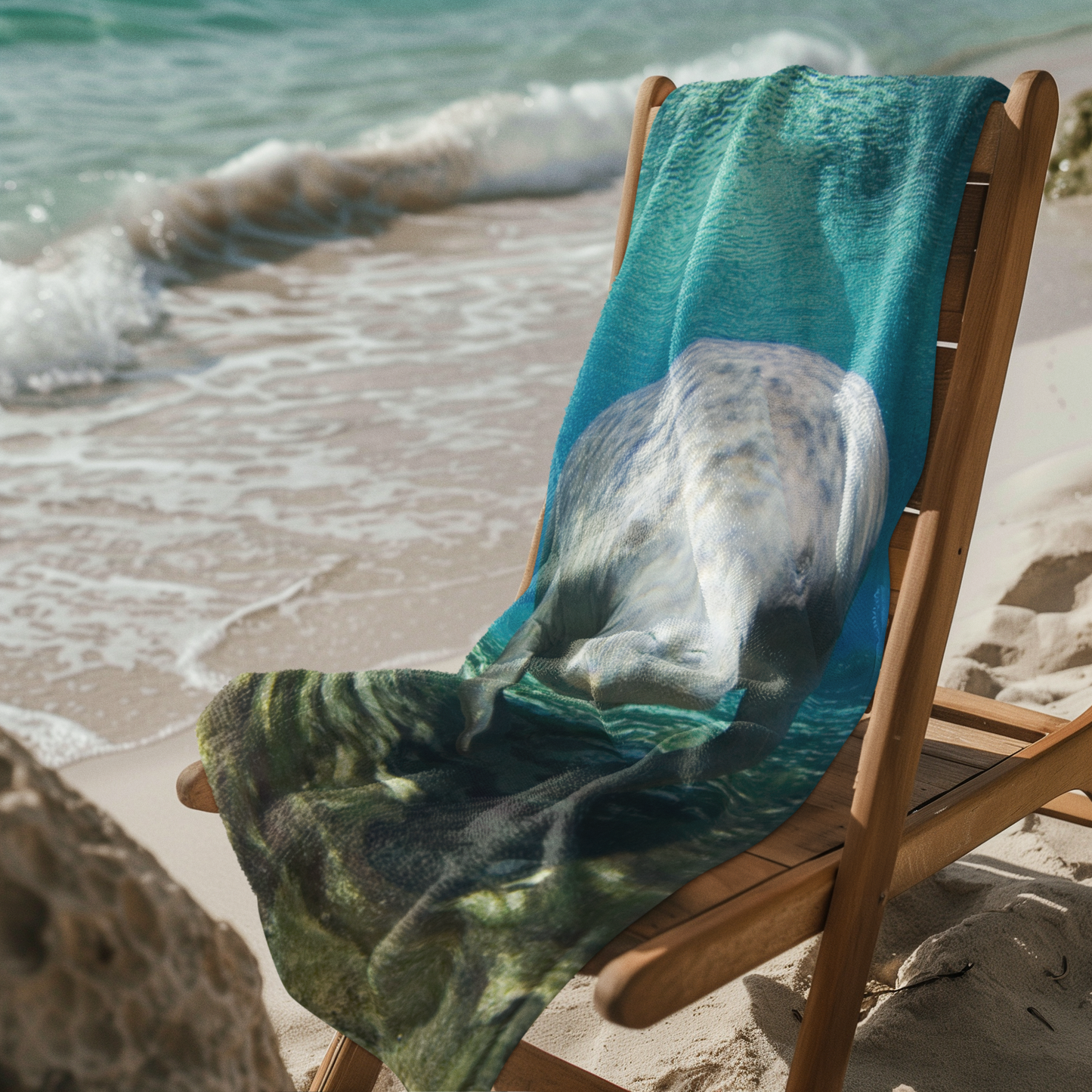 Wonderful Manatee Beach Towel, beach towel on chair
