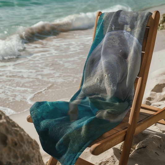 Precious Manatee Beach Towel, beach towel on chair