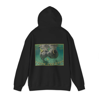 Happy New Years Manatee Hoodie, black hoodie back