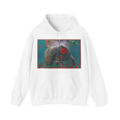 Happy Valentines Day Manatee Hoodie, white hoodie front