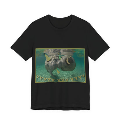 Happy New Years Manatee Tee, black t-shirt