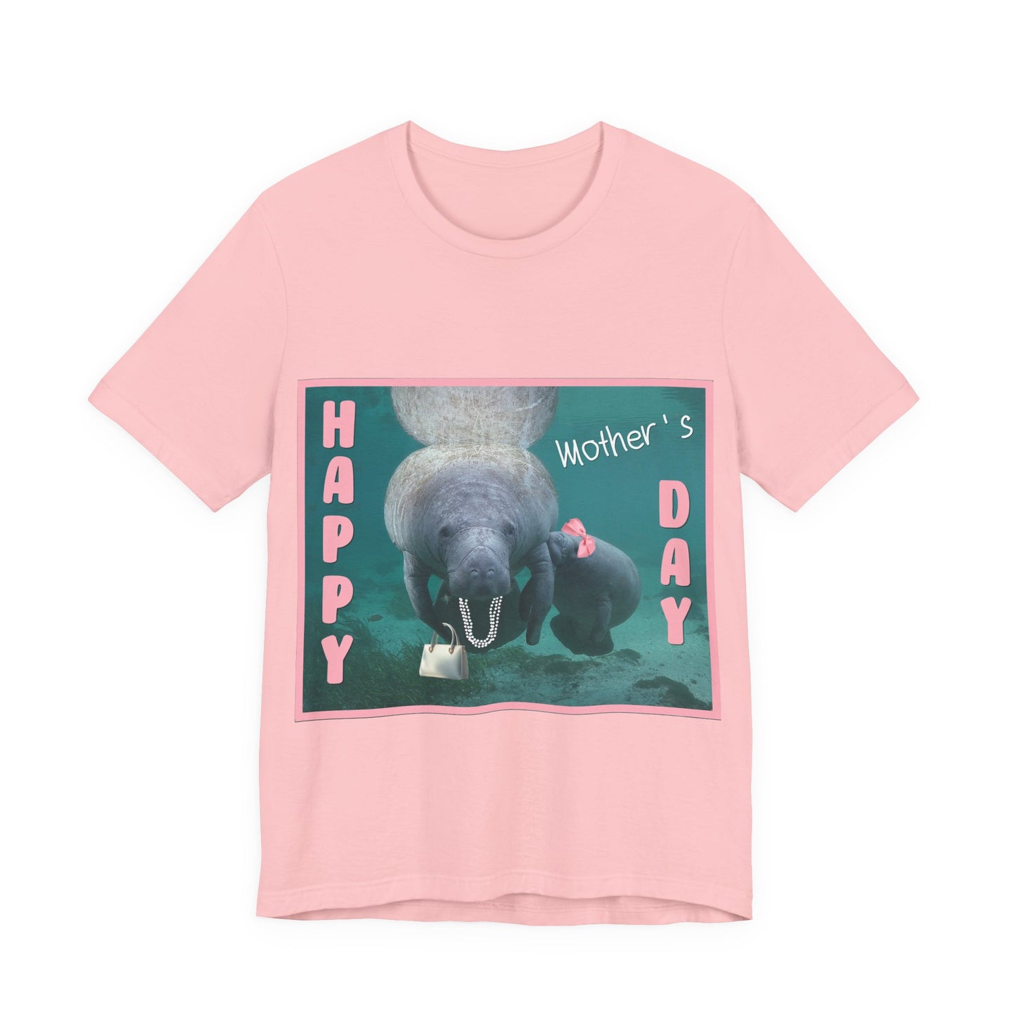 Happy Mother's Day Manatee Tee, pink t-shirt