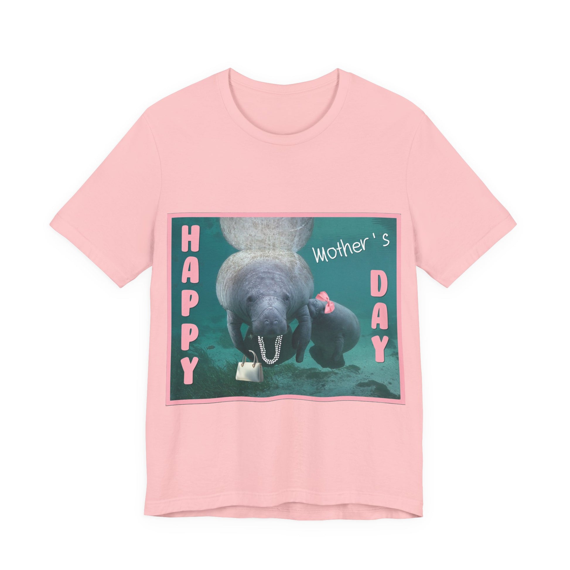 Happy Mother's Day Manatee Tee, pink t-shirt