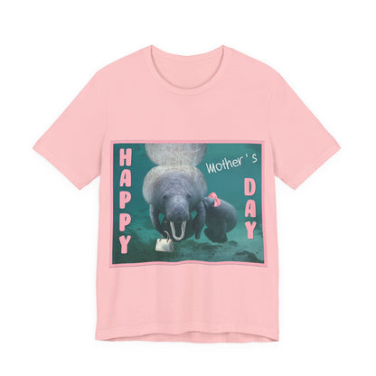 Happy Mother's Day Manatee Tee, pink t-shirt