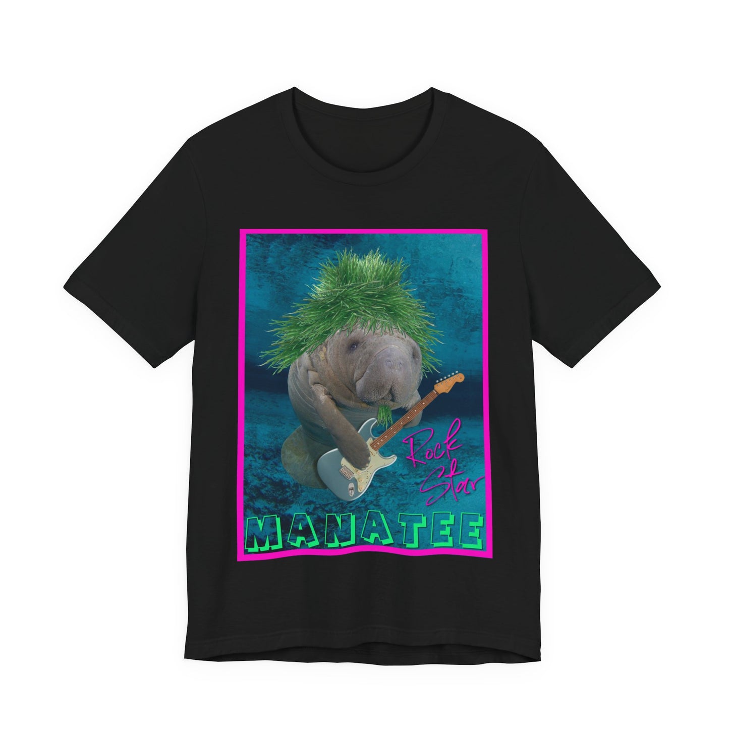 Rock Star Manatee Tee, black t-shirt