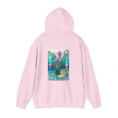 Happy Easter Manatee Hoodie, pink hoodie back