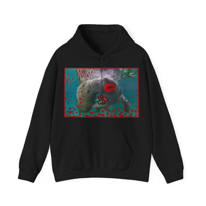 Happy Valentines Day Manatee Hoodie, black hoodie front