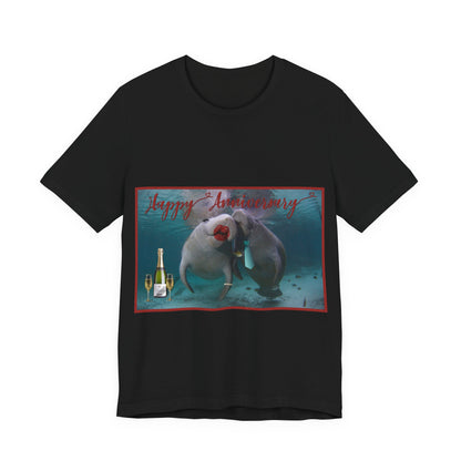 Happy Anniversary Manatee Tee, black t-shirt