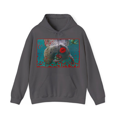 Happy Valentines Day Manatee Hoodie, grey hoodie front