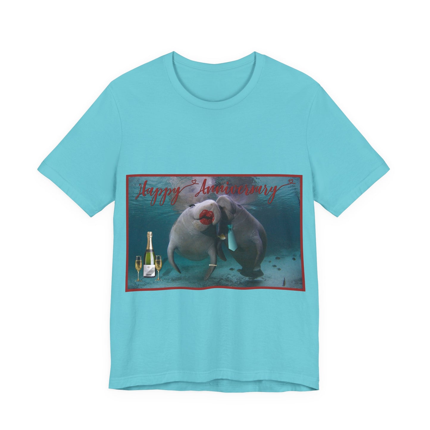 Happy Anniversary Manatee Tee, light blue t-shirt