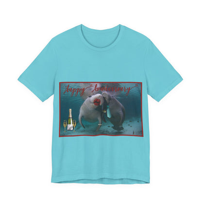 Happy Anniversary Manatee Tee, light blue t-shirt