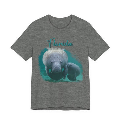 Manatee and Calf feeding Tee, grey t-shirt